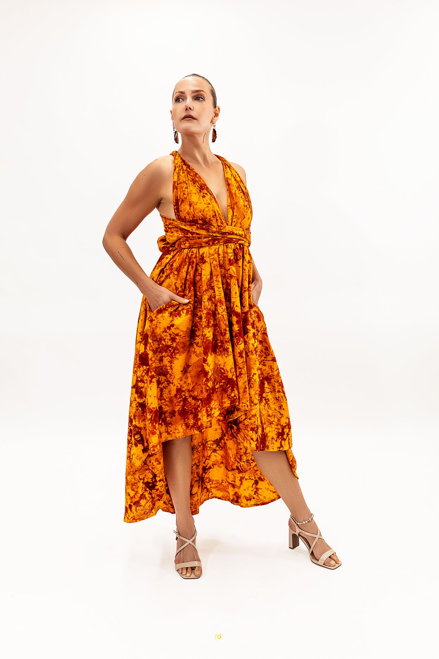 Batik Infinity Dress (Sunset Orange)