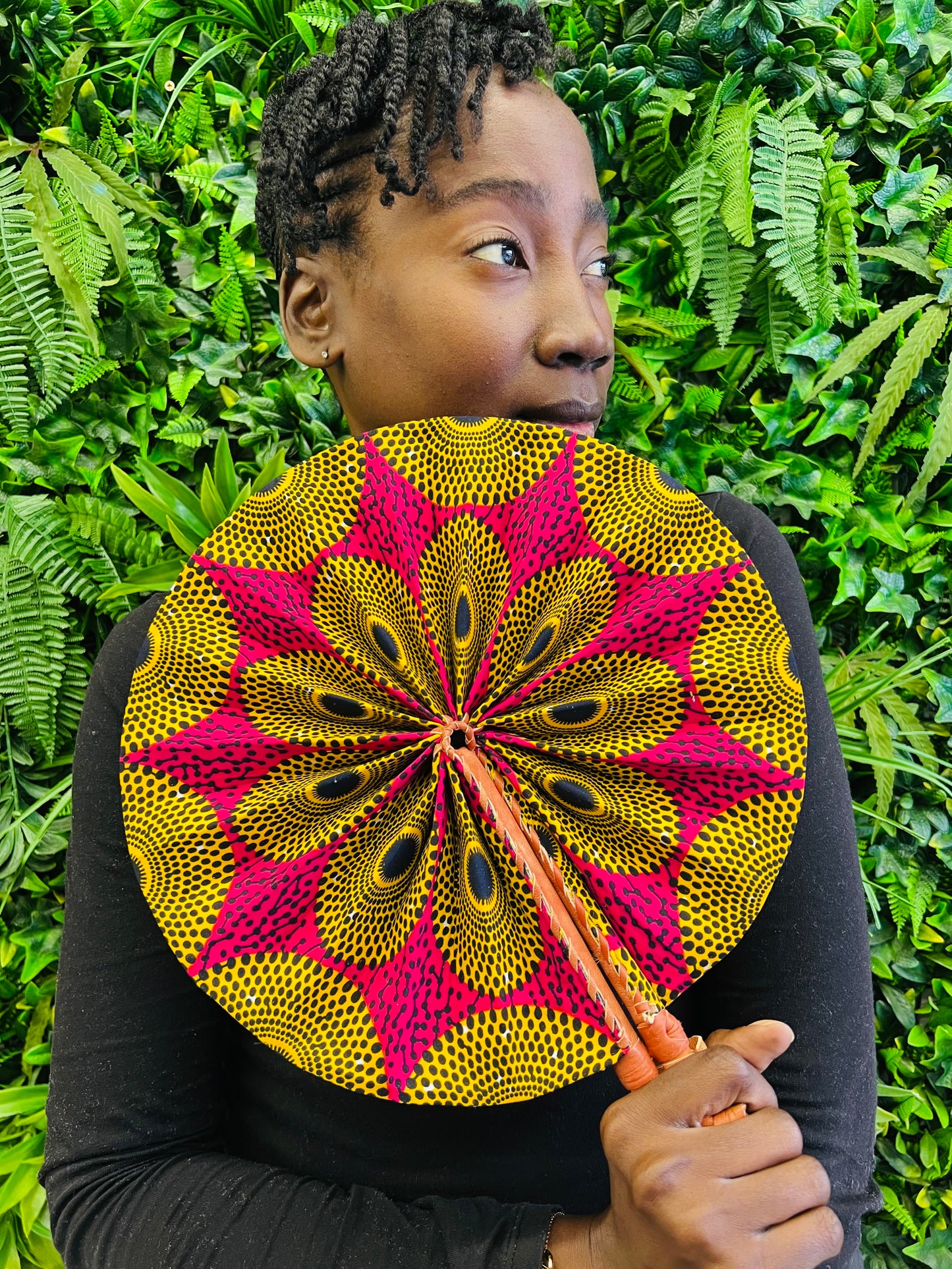 African Print Fan (Hot Pink)