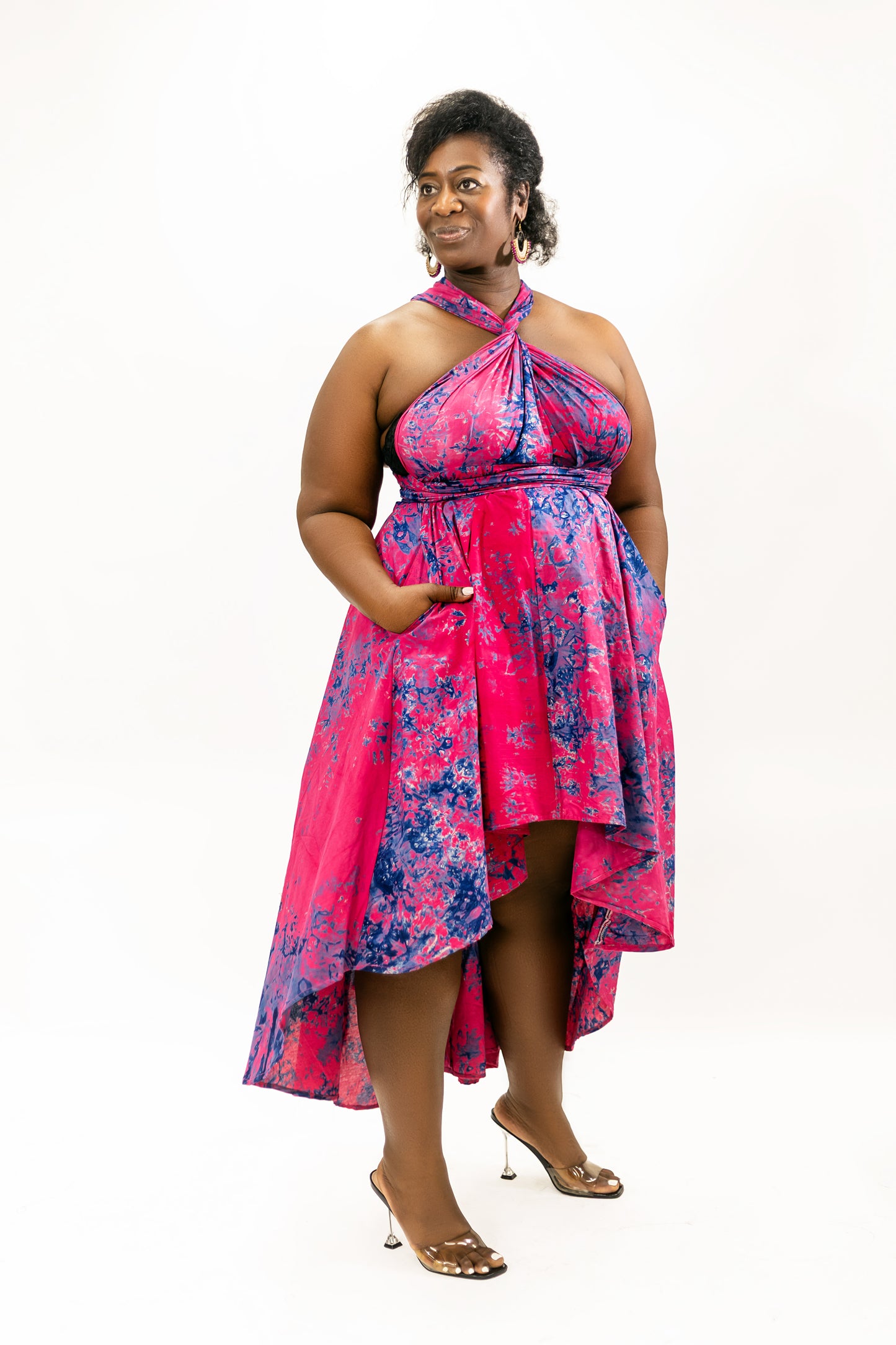 Batik Infinity Dress (Hot Pink)