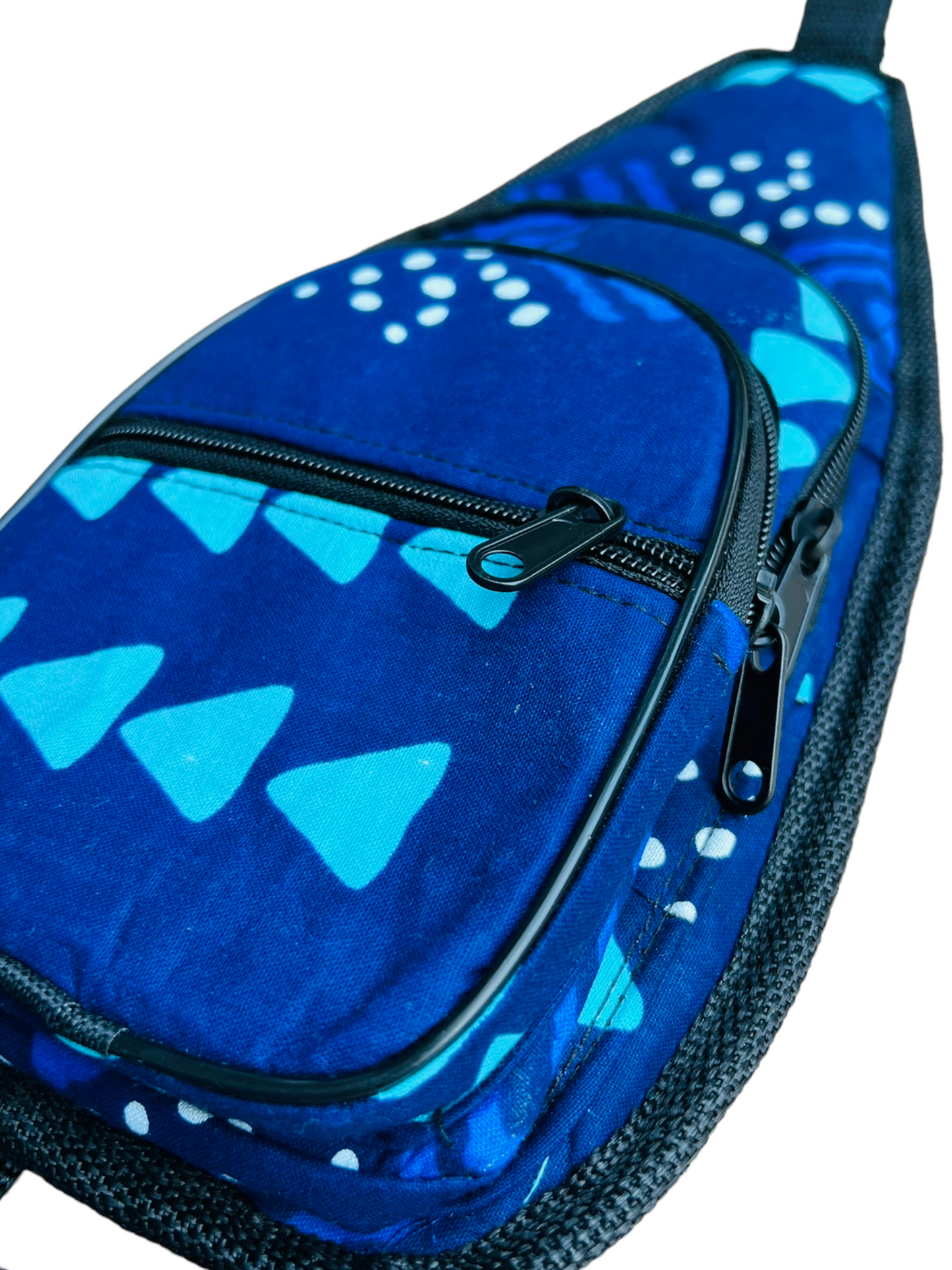 Ankara Print Sling Bag (Blue Bogolan)
