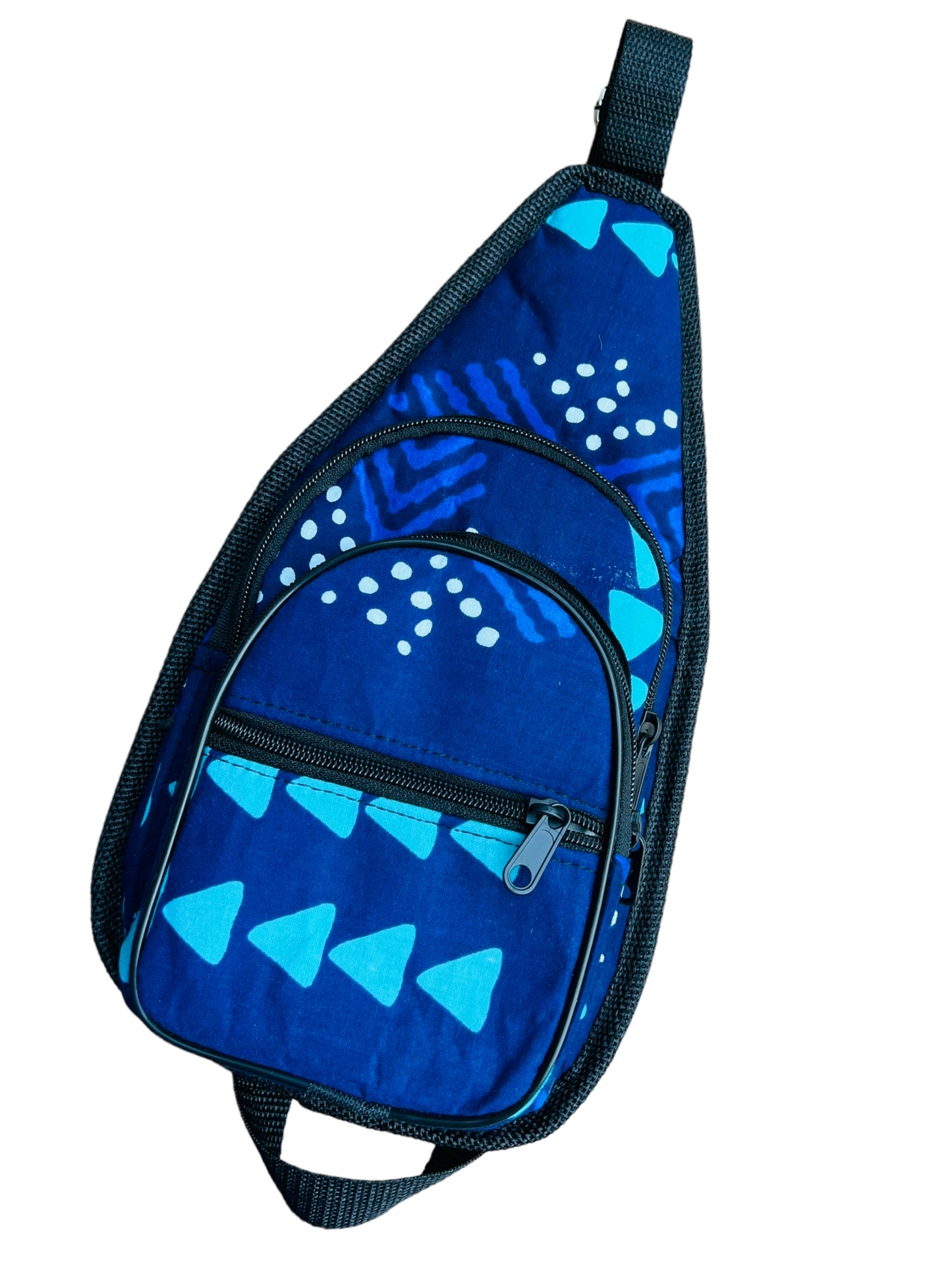 Ankara Print Sling Bag (Blue Bogolan)