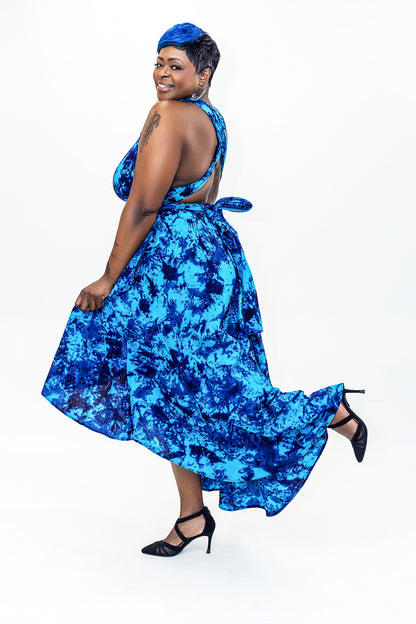 Batik Infinity Dress (Blue)