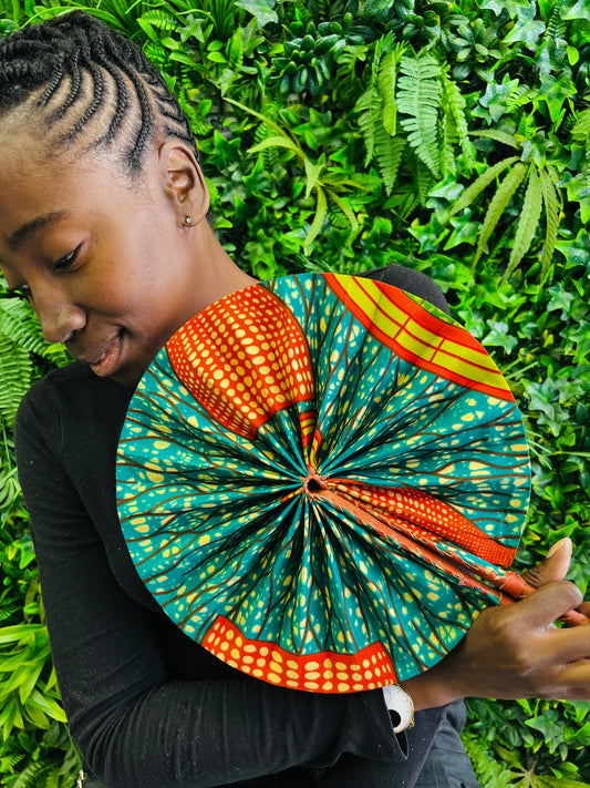African Print Fan (Green)