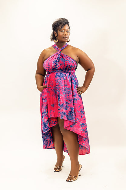 Batik Infinity Dress (Hot Pink)