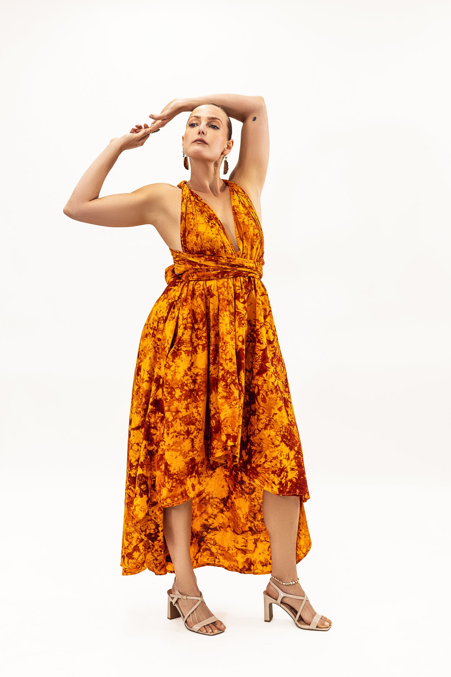 Batik Infinity Dress (Sunset Orange)