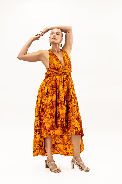 Batik Infinity Dress (Sunset Orange)